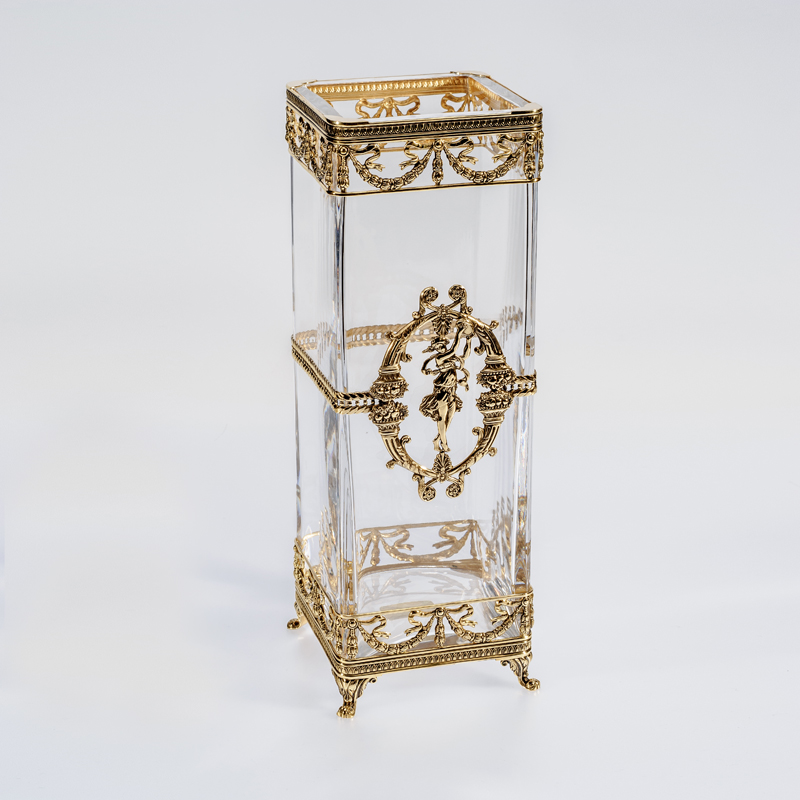 Square Crystal & Gilded Vase
