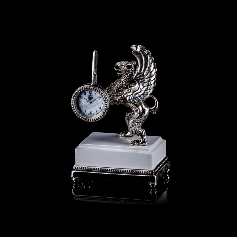 Gryphon Clock on Gemstone Base